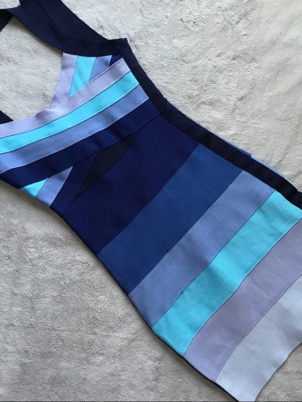 Herve Leger Amee Ombré Bandage Dress Blue Bodycon Medium Sz M